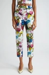 DOLCE & GABBANA FLORAL COTTON POPLIN CROP TROUSERS