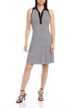 Karen Kane Stripe Johnny Collar A-line Dress In Multi