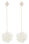 Tasha Resin Flower Drop Earrings In Gold/ Ivory