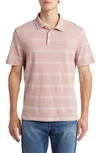 ROBERT BARAKETT ROBERT BARAKETT ROCKY STRIPE QUARTER ZIP COTTON POLO