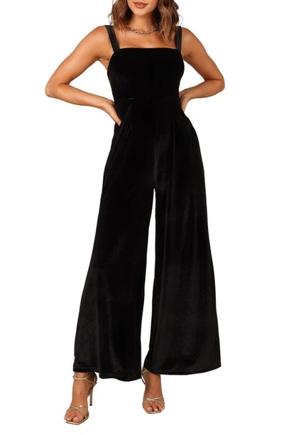 Petal And Pup Womens Scarlette Velvet Jumpsuit In Black