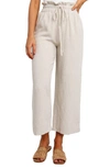 Petal And Pup Hawthorne Linen Blend Wide Leg Crop Pants In Beige