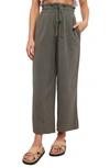 Petal And Pup Hawthorne Linen Blend Wide Leg Crop Pants In Olive