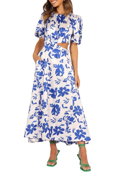 Petal And Pup Women's Aminah Puff Sleeve Dress In Blue Floral
