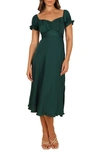Petal And Pup Mickenna Frill Tie Back Midi Dress In Emerald