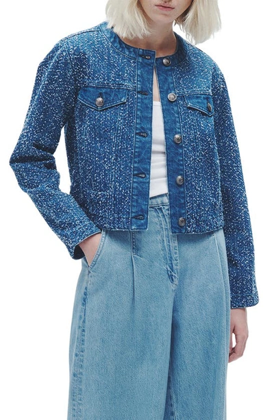 Rag & Bone Cora Distressed Denim Jacket In Midtweed