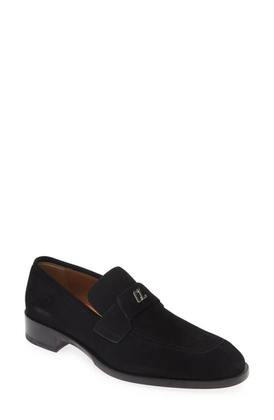 Christian Louboutin Varsimoc Logo-embellished Suede Loafers In Black