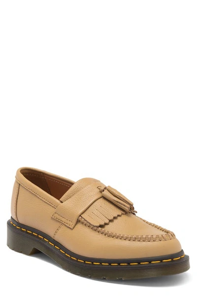 Dr. Martens Beige Leather Flat Women's Shoe In Brown