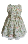 Popatu Kids' Floral Party Dress In Cream Multi