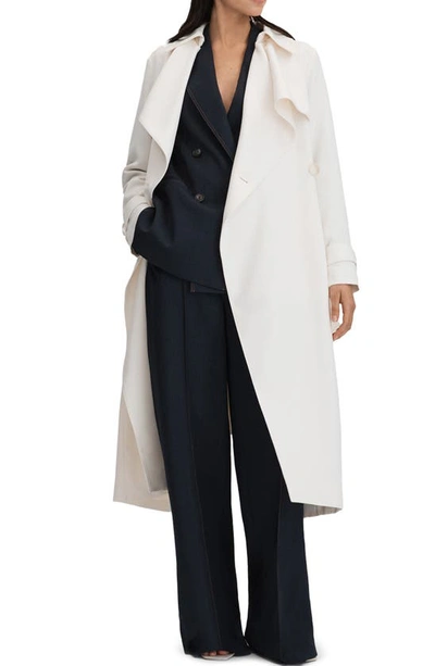 Reiss Etta Asymmetric Trench Coat In White