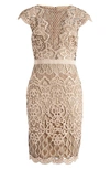 TADASHI SHOJI SEQUIN LACE BODY-CON COCKTAIL DRESS