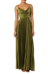 Petal And Pup Naira Pleated Maxi Dress In Palm Green