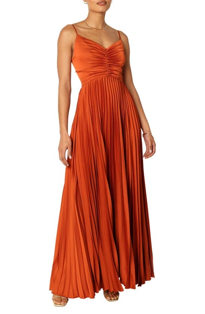 Petal And Pup Naira Pleated Maxi Dress In Sunset Orange