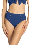 Robin Piccone Amy High Waist Bikini Bottoms In Blueberry