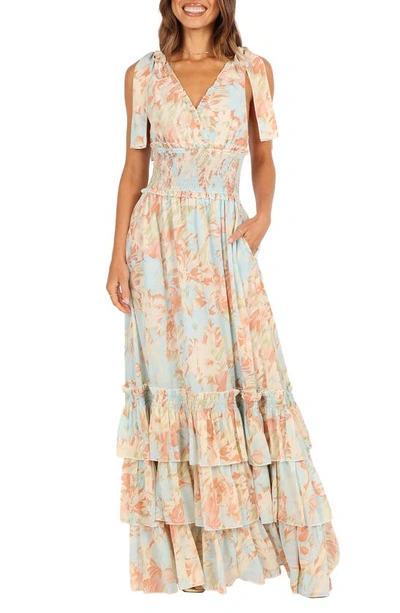 Petal And Pup Womens Christabel Tiered Maxi Dress In Blue Floral