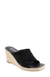 Softwalk Hastings Espadrille Platform Wedge Slide Sandal In Black Suede