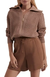 Varley Putney Knit Jacket In Brown