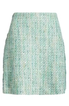 ST JOHN SIDE TAPE METALLIC TWEED SKIRT