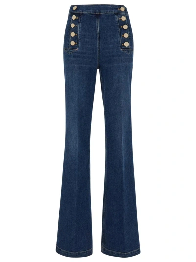 Elisabetta Franchi High-rise Bootcut Jeans In Green