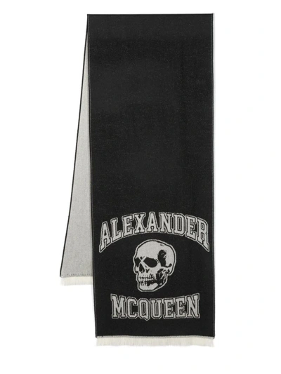 Alexander Mcqueen Scarfs In Black/ivory