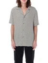 Balmain Black And White Bowling Shirt With Monogram Print In Viscose Man In Avorio Nero