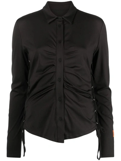 Heron Preston Lace-up Ruched Shirt In Black