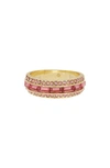 COVET PINK BAGUETTE CZ ETERNITY BAND RING