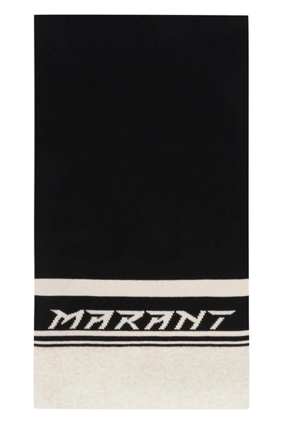 Isabel Marant Casey Logo Knitted Scarf In Black