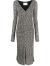 Isabel Marant Laly Abstract-pattern Midi Dress In Black