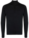 John Smedley Zip-neck Long-sleeve Sweater In Black