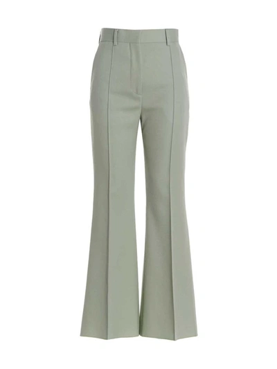 Lanvin Light Green Flared Pants In Wool Woman