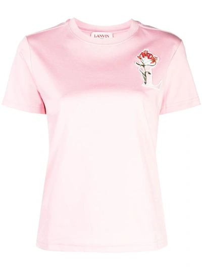 Lanvin Logo Detailed Crewneck T In Pink