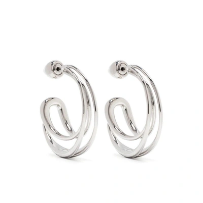 Mugler Cut-out Hoop Earrings In Silver