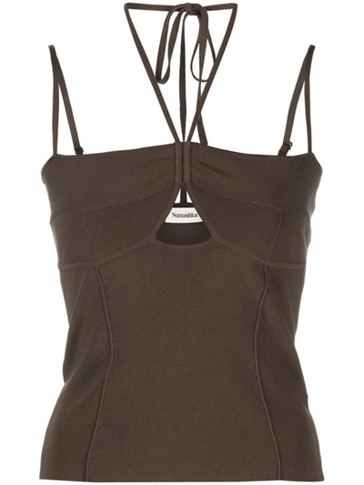 Nanushka Davine Double-strap Top In Brown