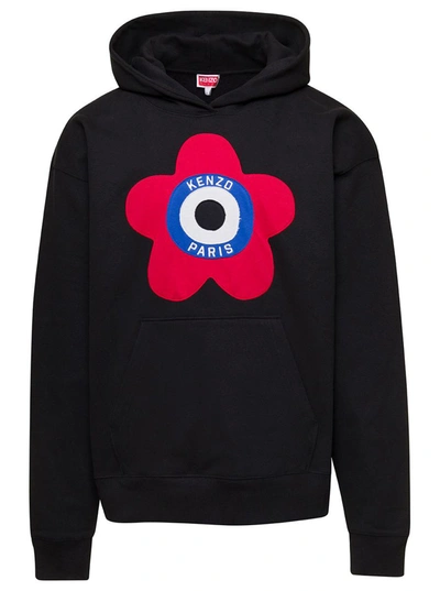 KENZO OVERSIZED BLACK SWEATSHIRT WITH TARGET PRINT IN STRETCH COTTON MAN