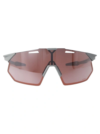 100% Sunglasses In Matte Stone Grey - Hiper Crimson Silver Mirror Lens