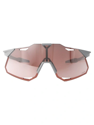 100% Sunglasses In Matte Stone Grey - Hiper Crimson Silver Mirror Lens