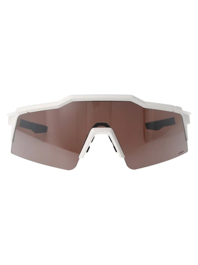 100% Sunglasses In Matte White - Hiper Silver Mirror Lens