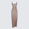Balmain Snakeskin-jacquard Sequin-embellished Dress In Black/camel