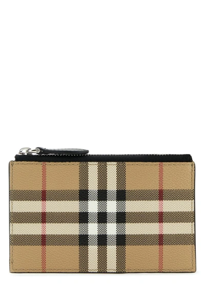 Burberry Man Printed Canvas Card Holder In Archivebeige