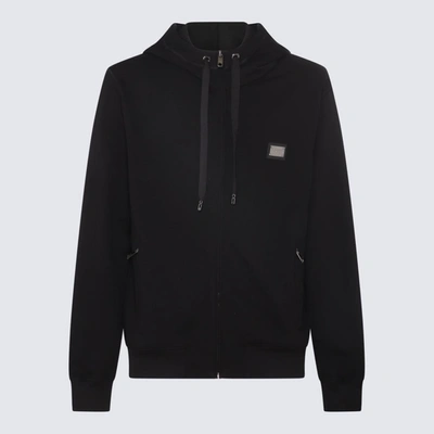 Dolce & Gabbana Cotton Hoodie With Logo Plaque In Black