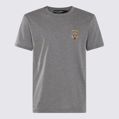 Dolce & Gabbana Grey Cotton T-shirt In Melange Grigi