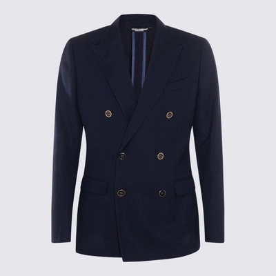 Dolce & Gabbana Navy Blue Wool Blazer