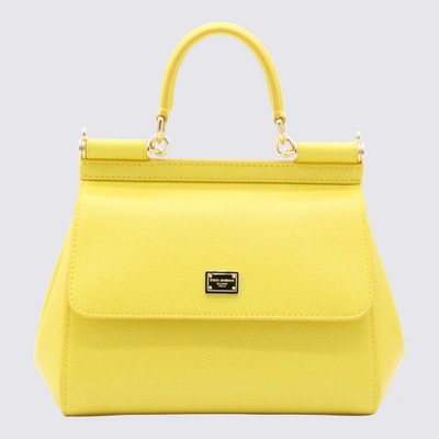 Dolce & Gabbana Yellow Leather Sicily Handle Bag