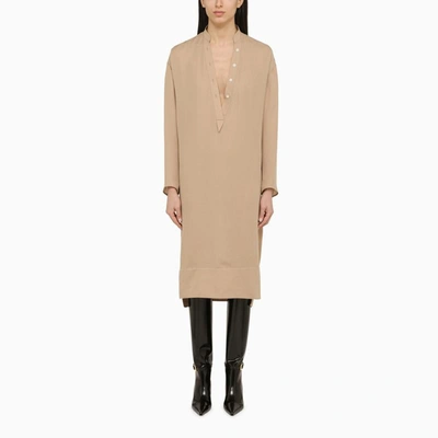 Khaite The Brom Silk Midi Dress In Neutrals