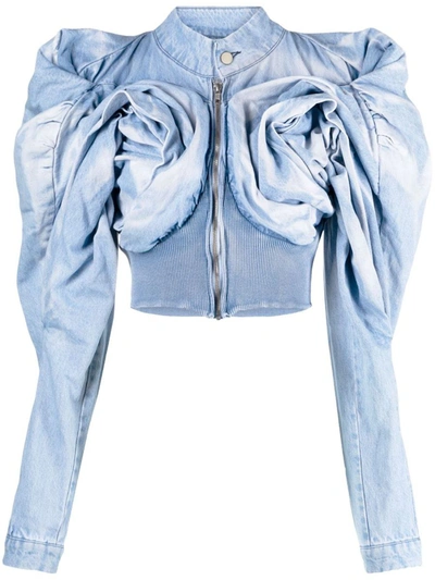 Masha Popova Blue Scrapyard Draped Denim Bomber Jacket