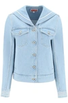 Kenzo Sailor Logo-embroidered Denim Jacket In Blue