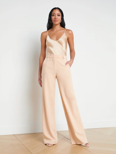L Agence Livvy Straight-leg Trouser In Toasted Almond