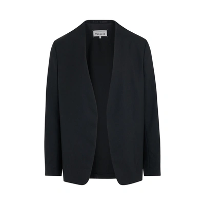 Maison Margiela Collarless Single Breasted Blazer In Black