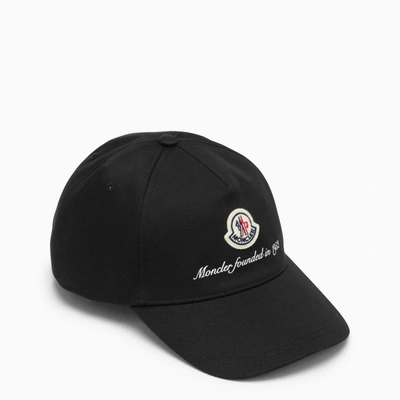 Moncler Black Baseball Cap With Logo Men In White